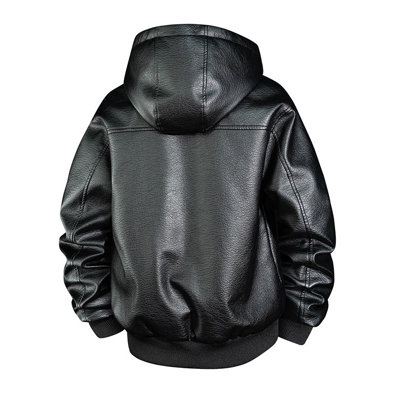 Men Cool Faux Leather Jacket with Cozy Inner Lining Mune Fashion