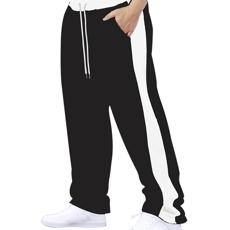Men's stylish jogging pants with contrast side panel straight leg drawstring waistband and pockets Mune Fashion