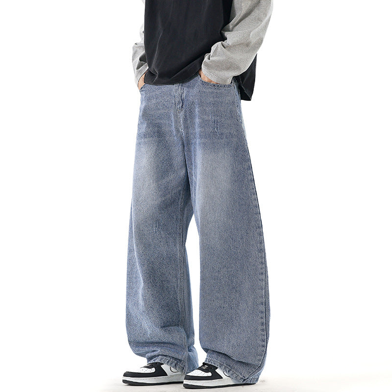 Men's Relaxed Wide-Leg Denim Pants with Extra Wide Leg and Vintage Fade Mune Fashion