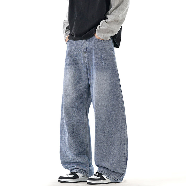 Men's Relaxed Wide-Leg Denim Pants with Extra Wide Leg and Vintage Fade Mune Fashion
