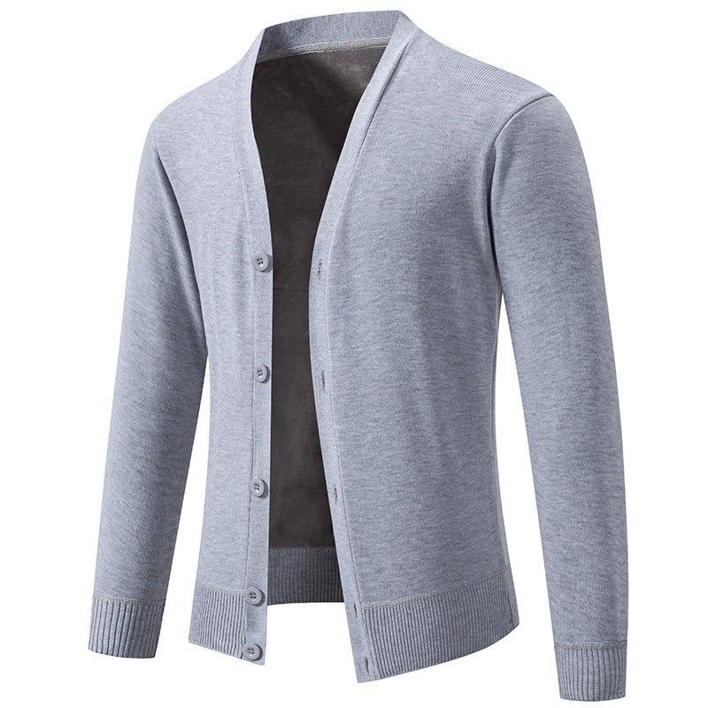 Men's lightweight fine knit cardigan with V-neck, concealed button placket and elastic ribbed cuffs Mune Fashion