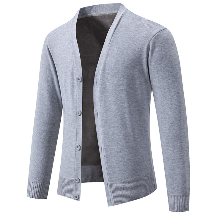 Men's lightweight fine knit cardigan with V-neck, concealed button placket and elastic ribbed cuffs Mune Fashion