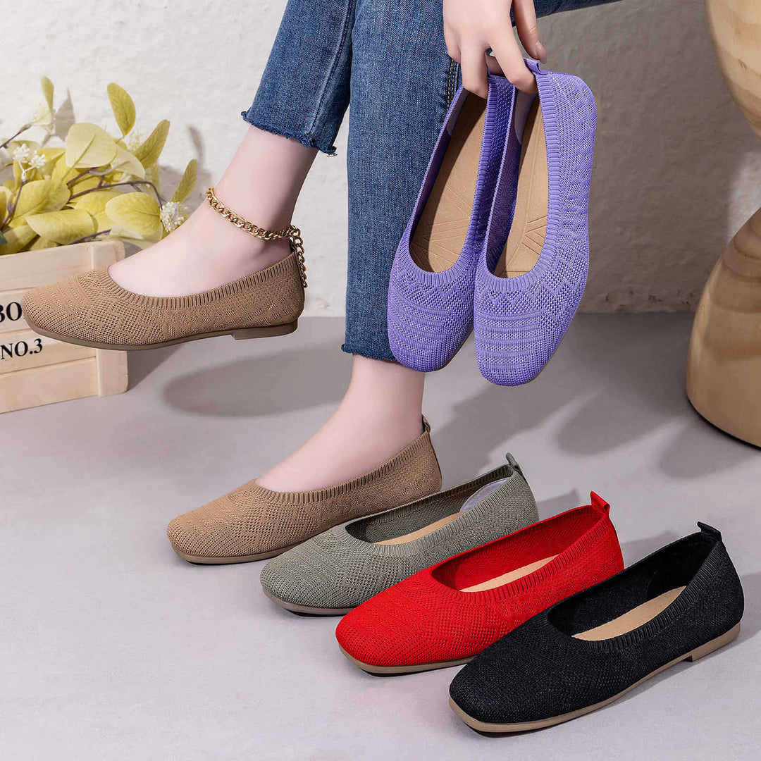 Women's knitted ballerina slip-on comfort ballerina with seamless sock entry and flexible lightweight sole Mune Fashion