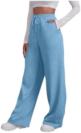 Ladies wide High-Waist Palazzo lounge pants with elastic comfort waistband, drawstring and side pockets Mune Fashion