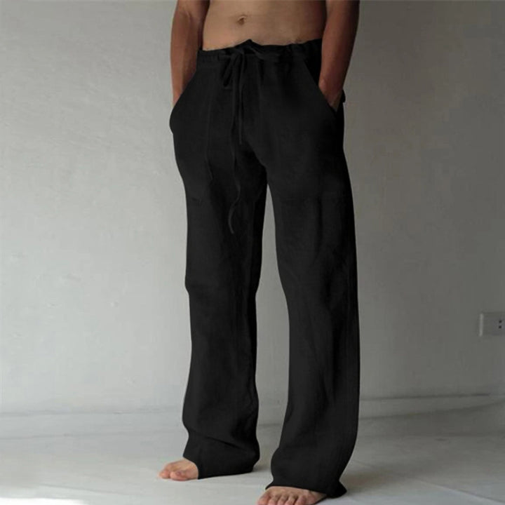 Men's relaxed linen pants with wide leg and drawstring waist Mune Fashion