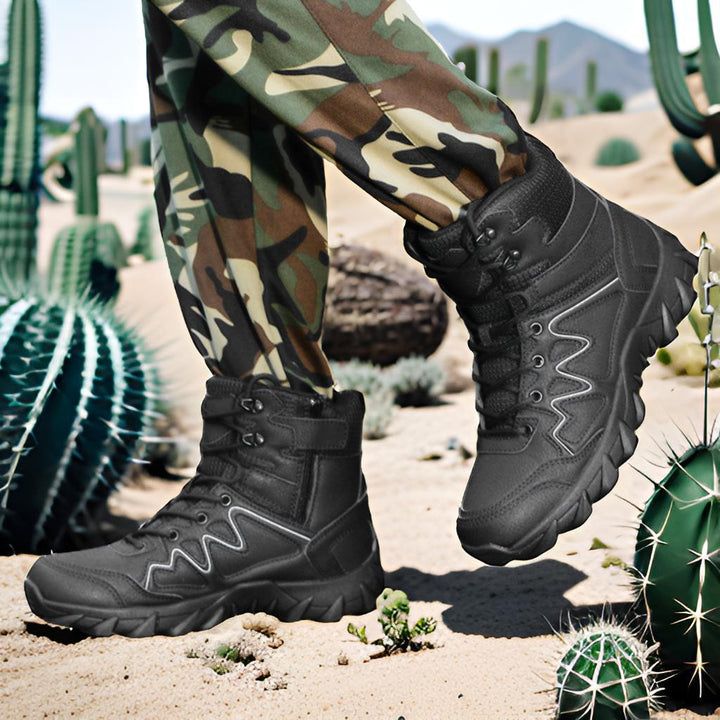 Men's Breathable Desert Deployment Boots with Side Zipper and Profiling Offroad Grip Mune Fashion