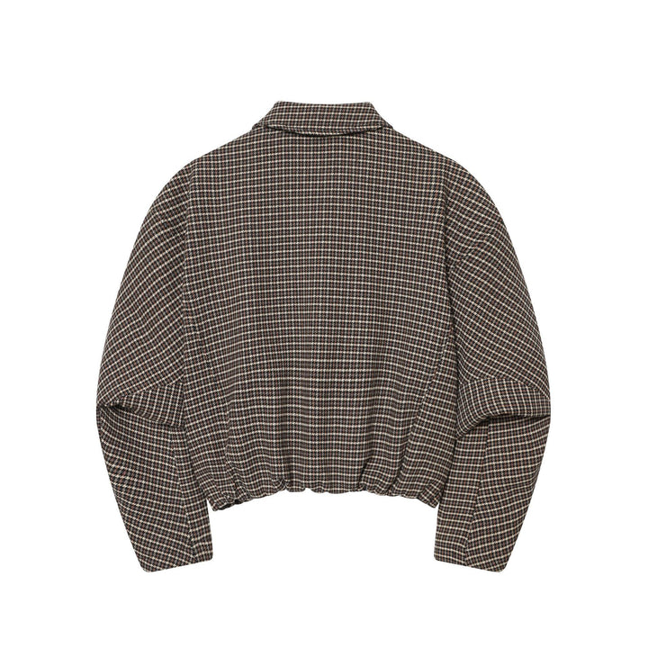 Women's short-cut houndstooth bouclé jacket with shirt collar and fitted silhouette Mune Fashion