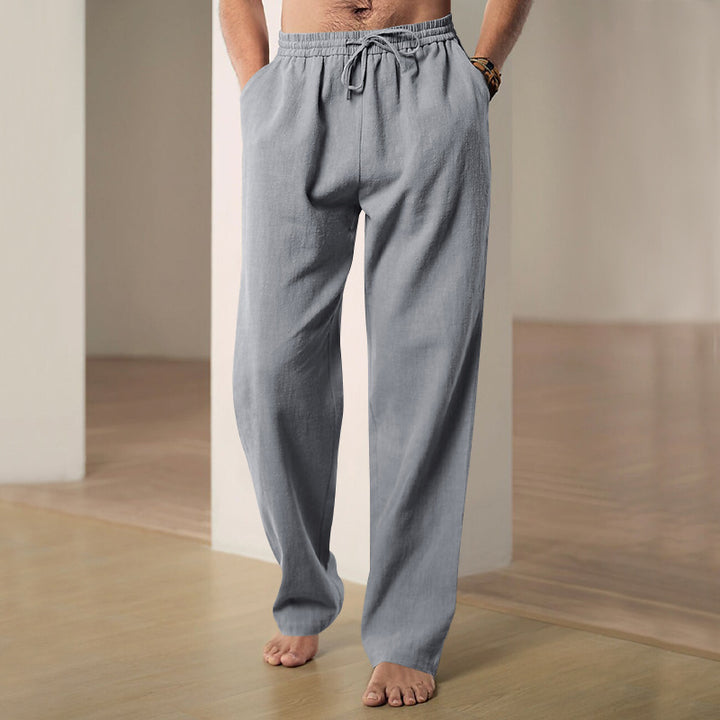 Men's Loose-Fitting Linen Pants with Drawstring and Straight Leg Mune Fashion