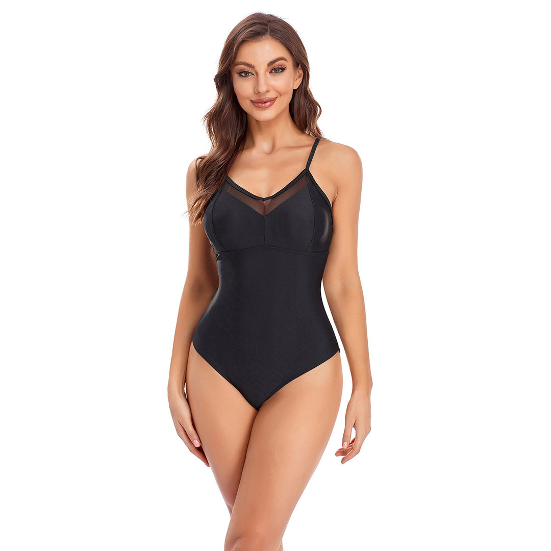 Women's One-Piece Swimsuit with Transparent Mesh Inserts Mune Fashion