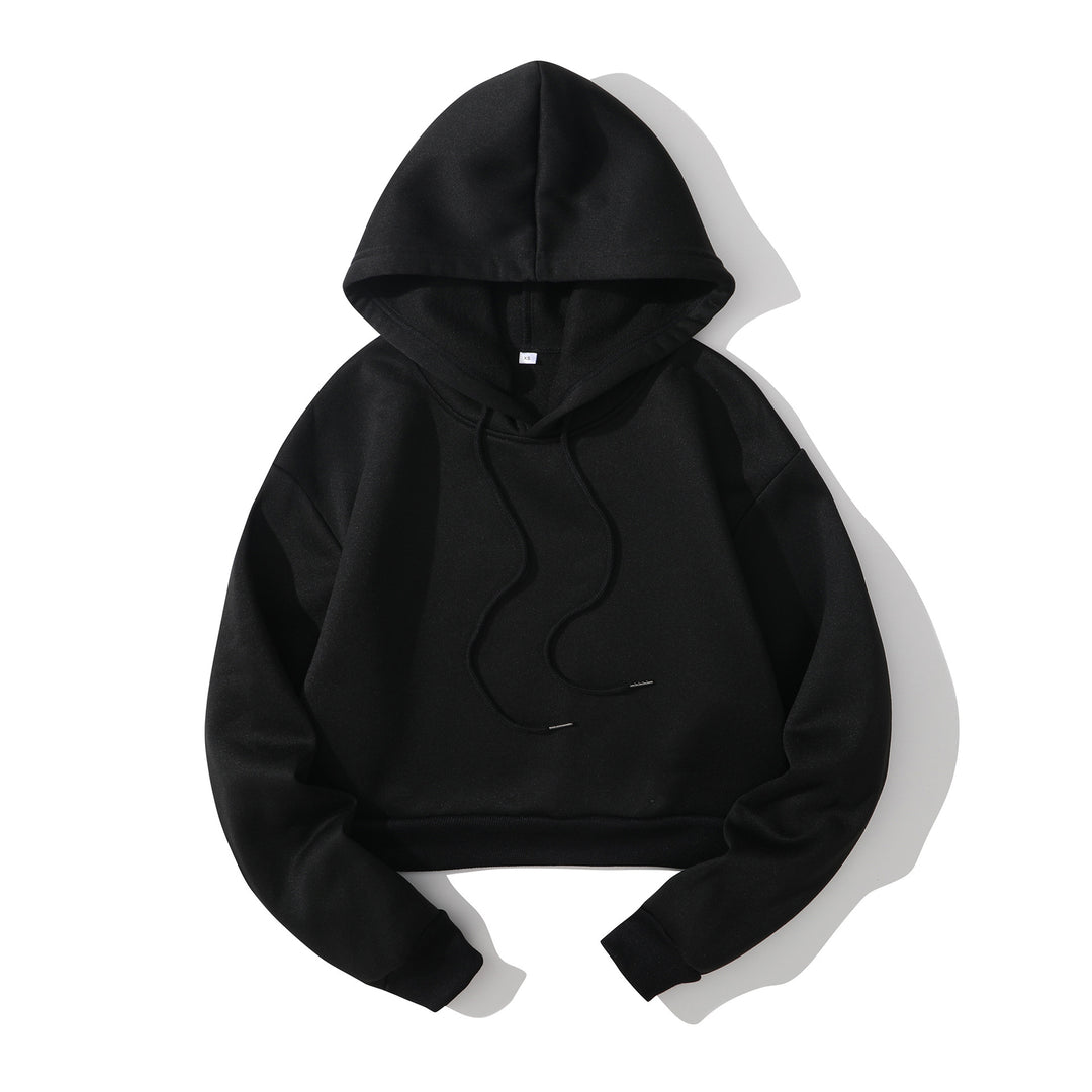 Women's cropped hoodie with soft fleece interior and elastic ribbed hem Mune Fashion