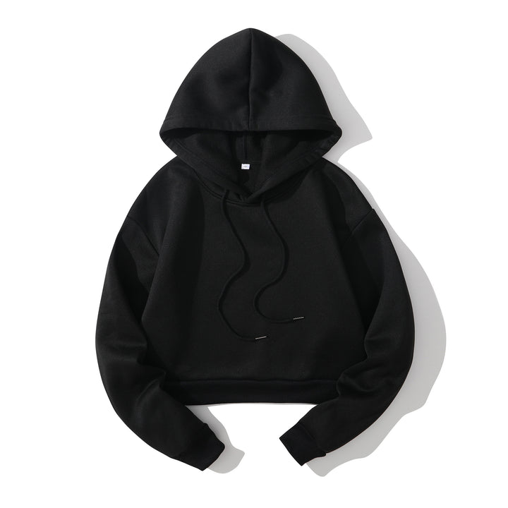 Women's cropped hoodie with soft fleece interior and elastic ribbed hem Mune Fashion