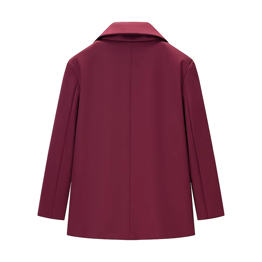 Women's Casual One-Button Blazer with Lapel Collar, Flap Pockets and Satin Lining Mune Fashion
