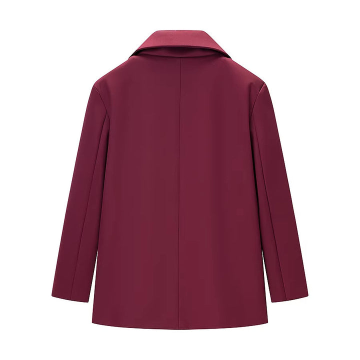 Women's Casual One-Button Blazer with Lapel Collar, Flap Pockets and Satin Lining Mune Fashion