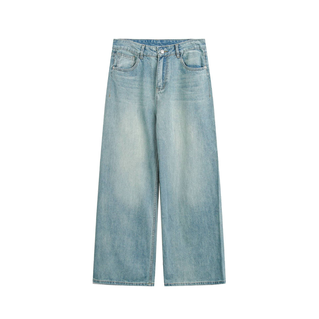 Women high-waisted cropped jeans with wide leg, five-pocket and vintage wash Mune Fashion
