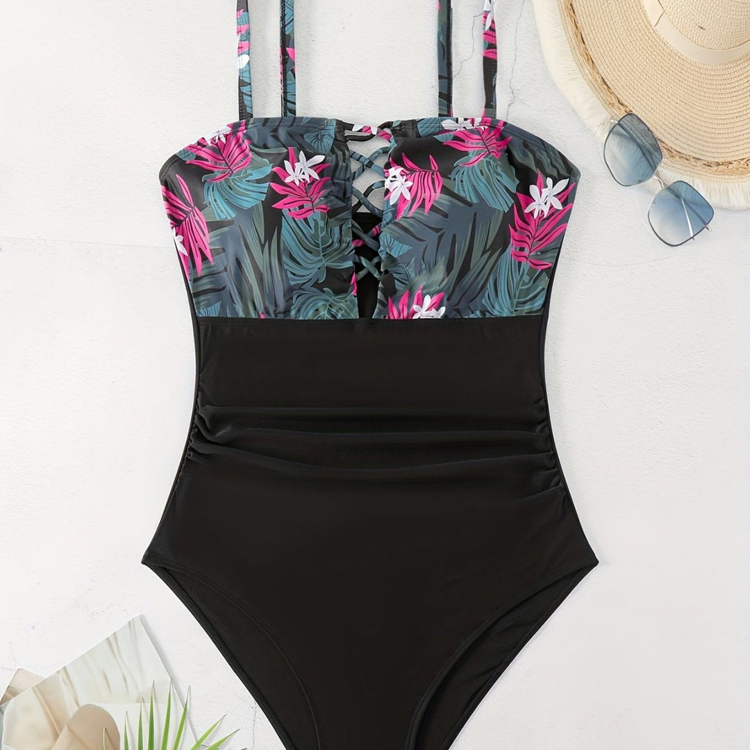 Women’s one-piece swimsuit with floral design and modern back system Mune Fashion