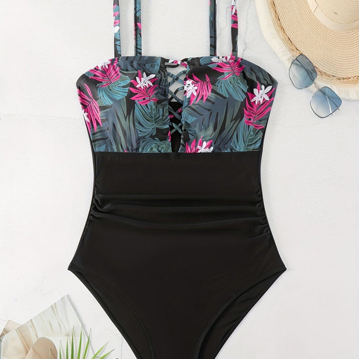 Women’s one-piece swimsuit with floral design and modern back system Mune Fashion