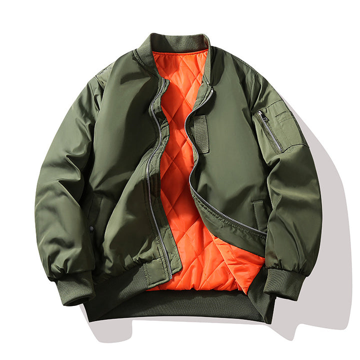 Men's Technical Bomber Jacket in Flight Style with Contrasting Lining Mune Fashion
