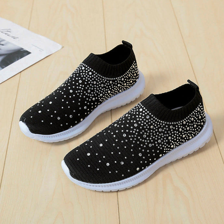 Women's Glittering Slip-On Sneakers with Breathable Upper Material and Non-Slip Sole Mune Fashion