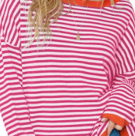 Women's striped cotton sweater with round neckline, casual fit and ribbed finishes Mune Fashion