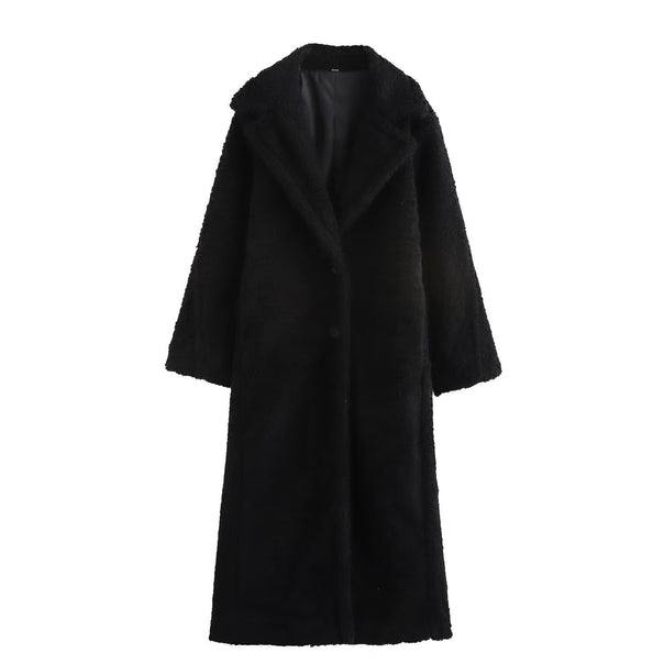 Fashionable Teddy Coat Women Comfort Long Coat Hood