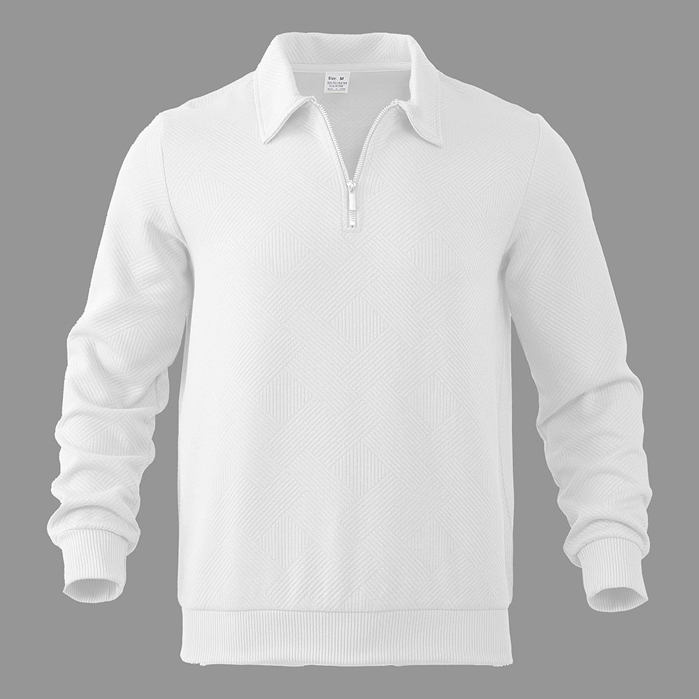 Men's fine structure half-zip pullover in polo shirt style Mune Fashion