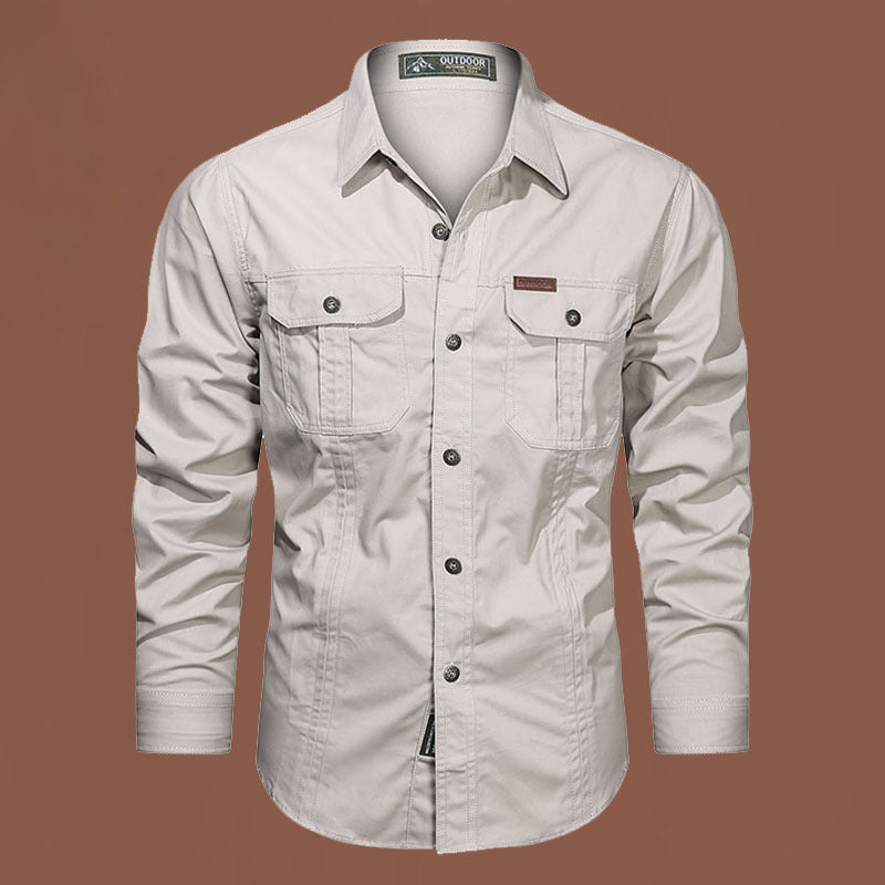 Men's western-inspired canvas shirt with ergonomic flap chest pockets and straight cut Mune Fashion