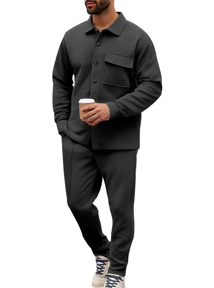 Men's Nan Shirt Jacket Set with Flap Pocket and Tapered Comfort Trousers Mune Fashion