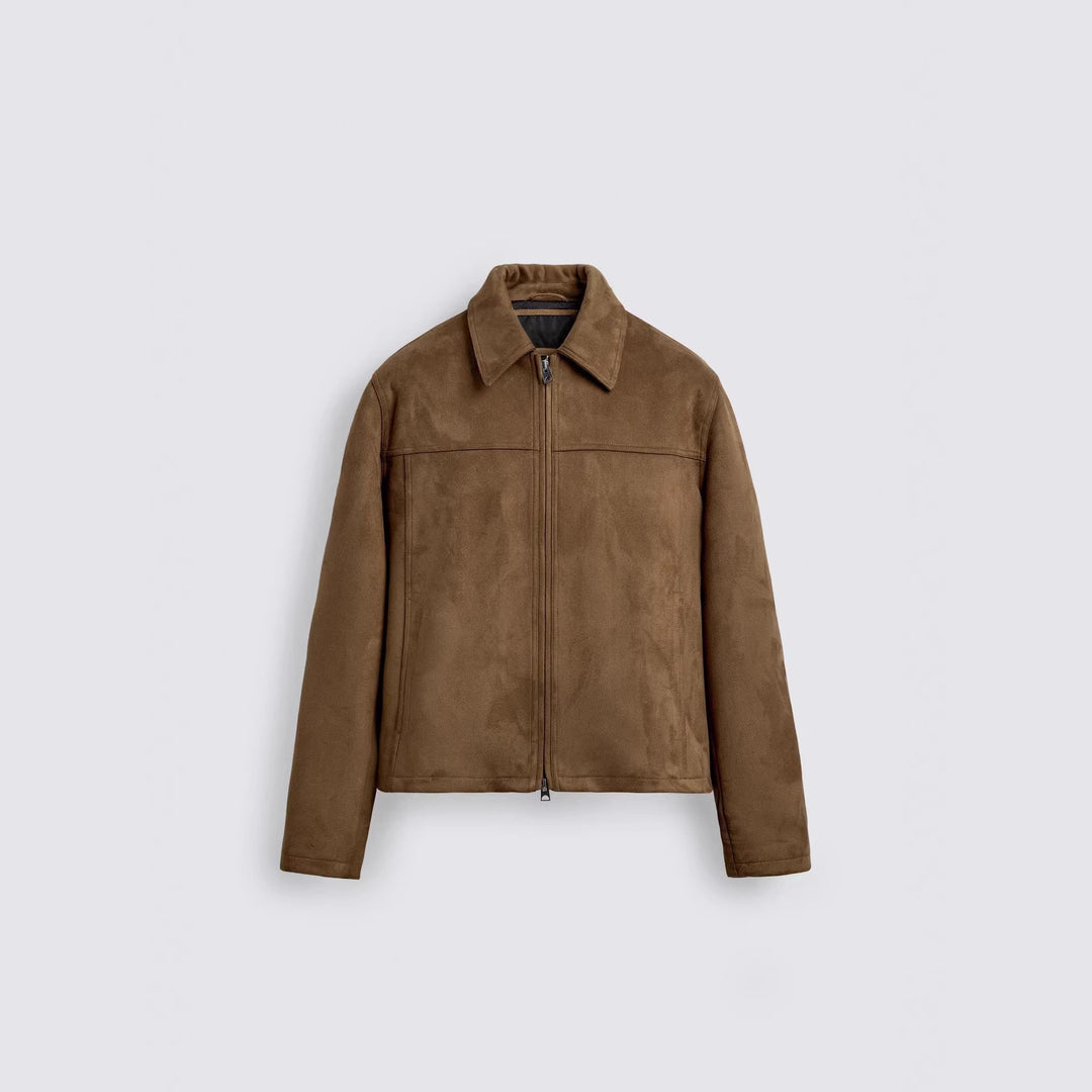 Men's suede jacket with zipper and shirt collar Mune Fashion
