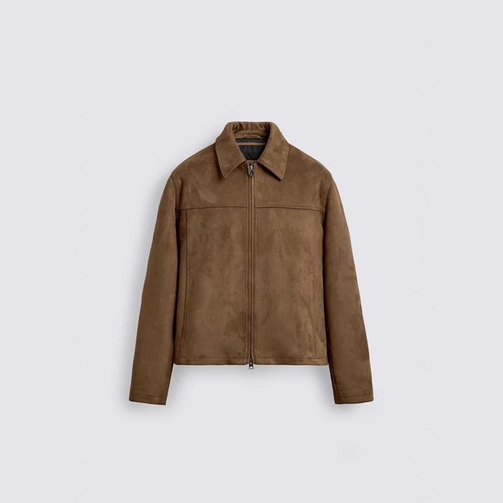 Men's suede jacket with zipper and shirt collar Mune Fashion