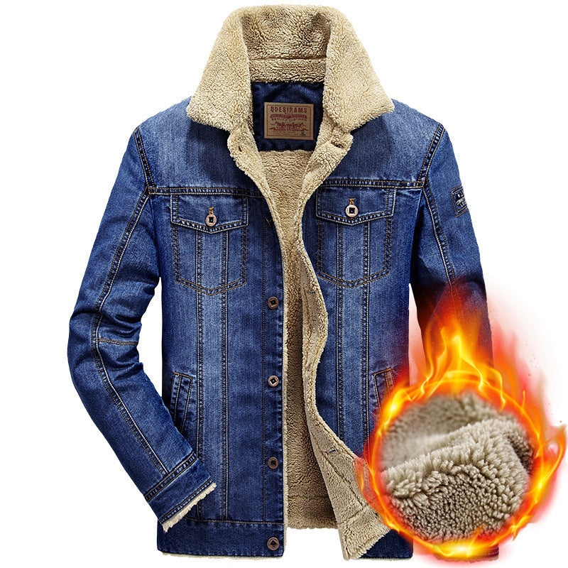 Men's Denim Jacket with Sherpa Lining and Warm Teddy Inner Layer Mune Fashion