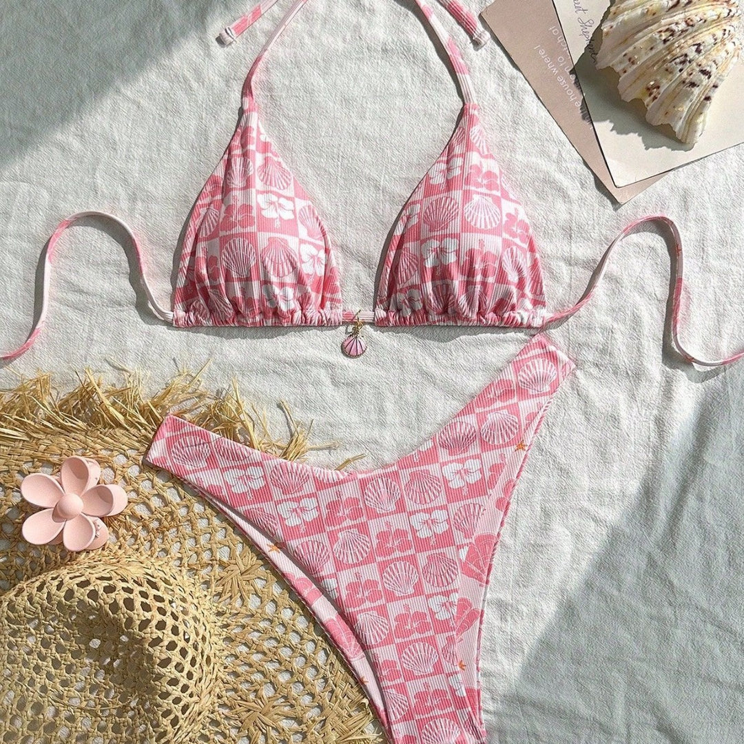Women Triangle Bikini with maritime shell pattern Mune Fashion