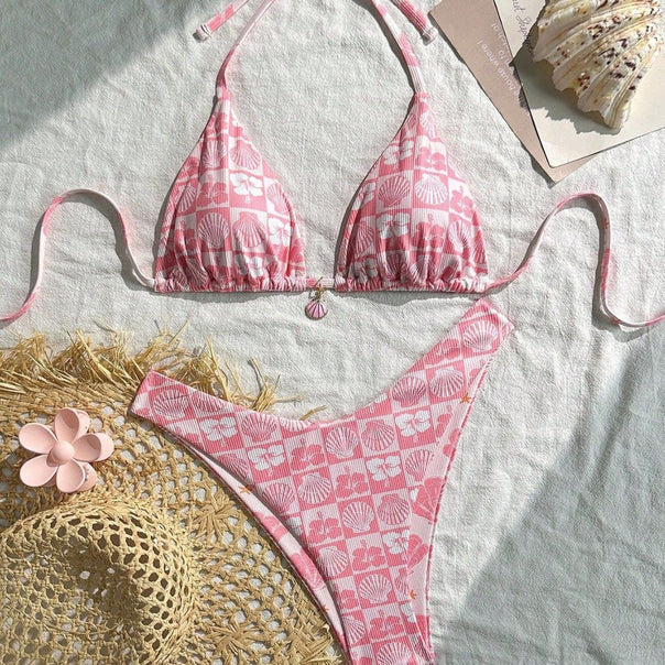 Women Triangle Bikini with maritime shell pattern Mune Fashion