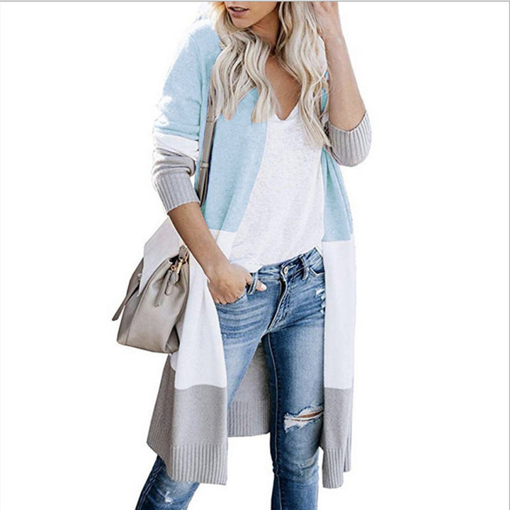 Women's Longline Cardigan with Colorblock Design, Open Front and Ribbed Hem Mune Fashion