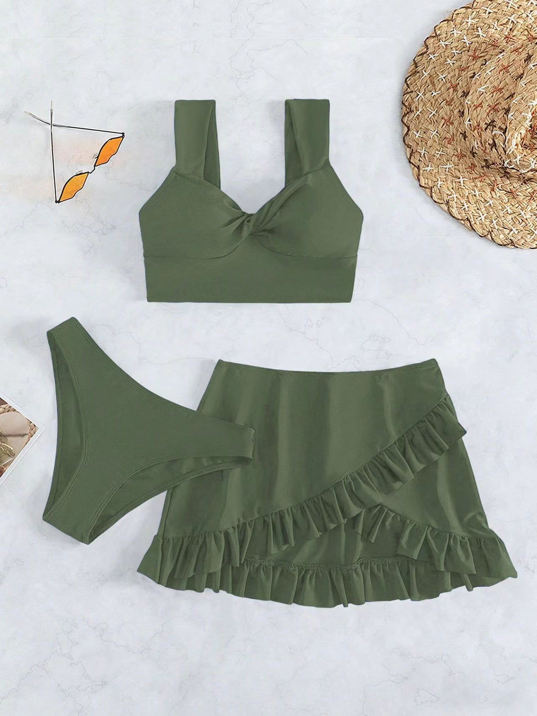 Women's leisure bikini set with wrap skirt and supportive straps Mune Fashion