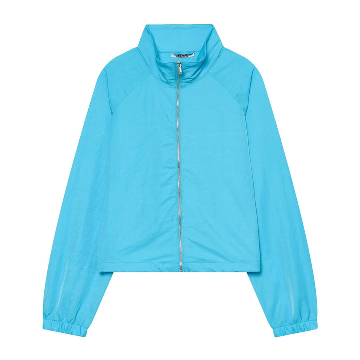 Women's Ultralight Cropped Wind Jacket with Stand Collar, Raglan Sleeves and Zip Closure