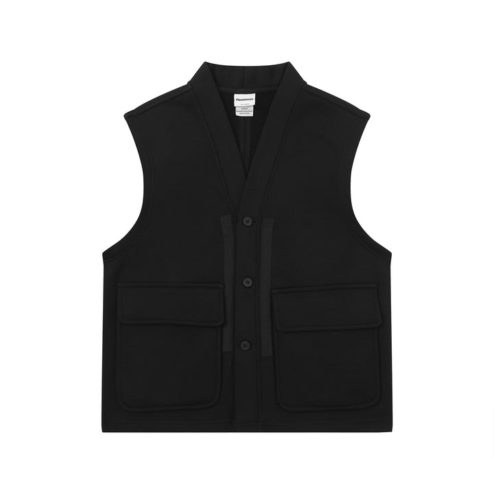 Unisex Utility Vest with V-Neck, large flap pockets and button placket Mune Fashion
