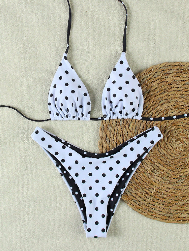 Women's triangle bikini set with fashionable polka dot design Mune Fashion