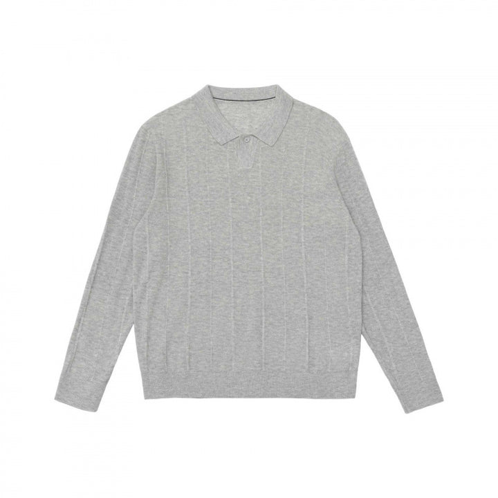 Men's fine knit polo shirt with continuous ribbed structure and shirt collar Mune Fashion