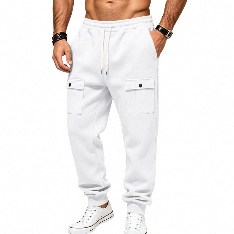 Men's Cargo Jogging Pants with Cuffs, Drawstring, and Flap Pockets Mune Fashion