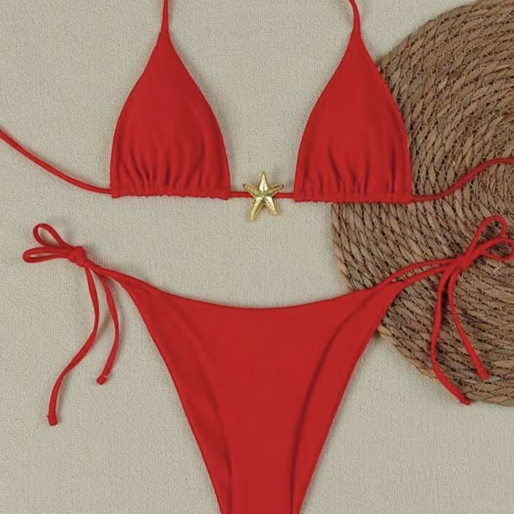 Women's bikini set with adjustable triangle top and high waist bottom Mune Fashion