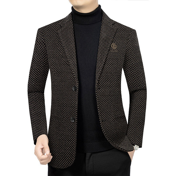 Men's Tailored Blazer with Fine Honeycomb Texture and Notched Lapel Mune Fashion