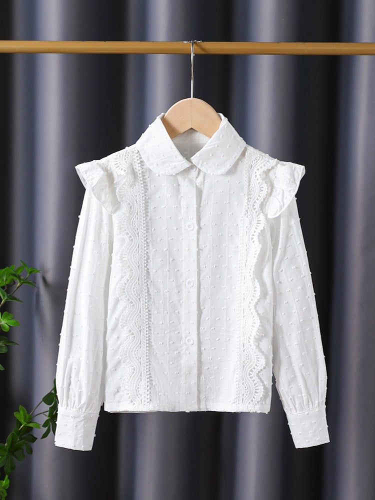 Girls blouse with romantic ruffles and lace embellishments Mune Fashion