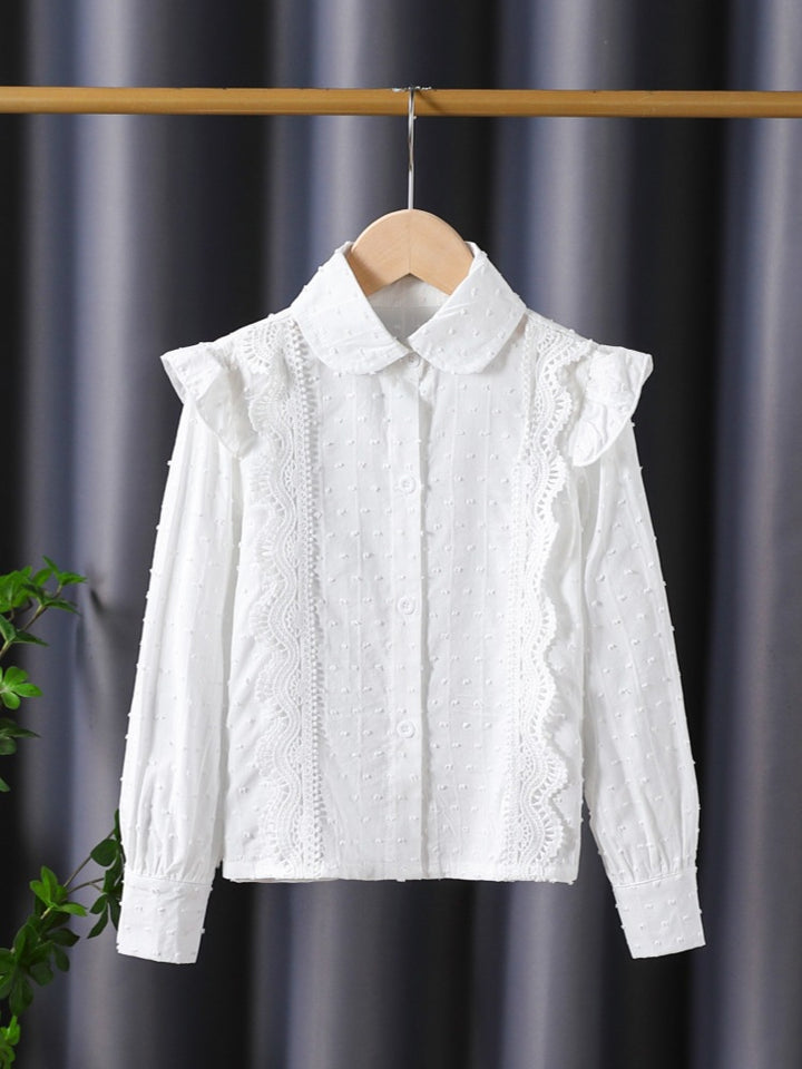 Girls blouse with romantic ruffles and lace embellishments Mune Fashion