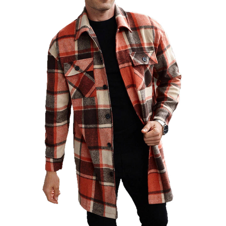 Men's checked longline overshirt with patch chest pockets and button placket Mune Fashion