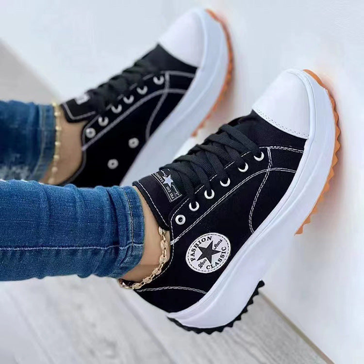 Women’s Canvas Platform Sneakers with serrated profile sole Mune Fashion