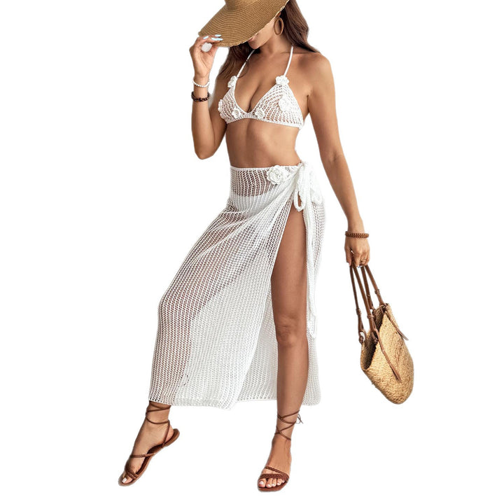 Women crocheted beach top with floral cut Mune Fashion