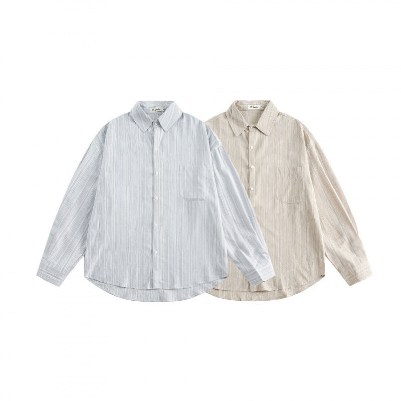 Unisex Oversize striped shirt with chest pocket and rounded hem Mune Fashion