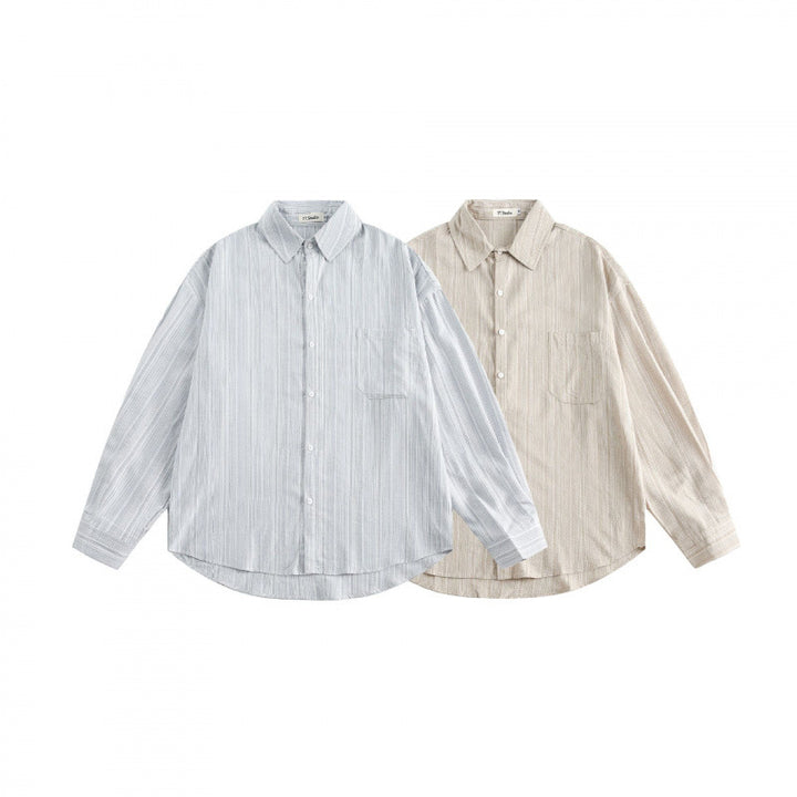 Unisex Oversize striped shirt with chest pocket and rounded hem Mune Fashion