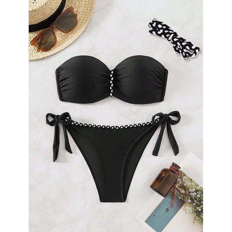 Women's bandeau bikini with decorative ties and sophisticated bust detail Mune Fashion