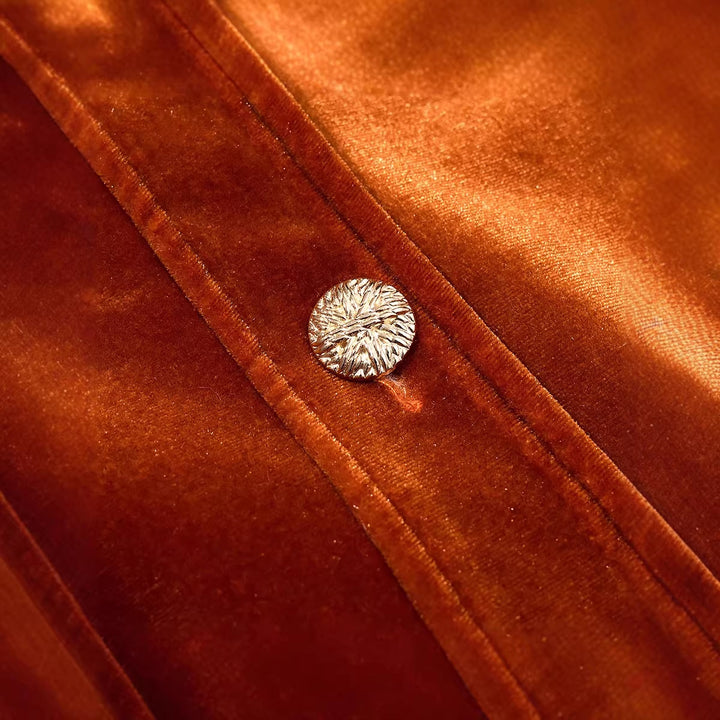 Women's velvet jacket in boxy-short cut with decorative button placket Mune Fashion